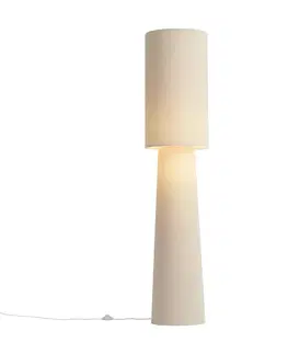 Stojace lampy Japandi stojacia lampa béžová látka Teddy 2-svetlá - Trompet