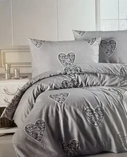Obliečky Obliečky bavlnené Love čierne TiaHome - 1x Vankúš 90x70cm, 1x Paplón 140x200cm