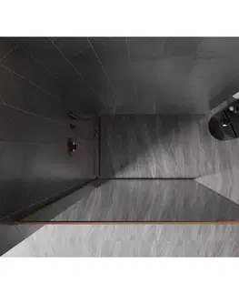 Sprchové dvere MEXEN/S - Kyoto-F Sprchová zástena WALK-IN s rámom 100 x 202, grafit 8 mm, meď kartáčovaná 800-100-104-65-40