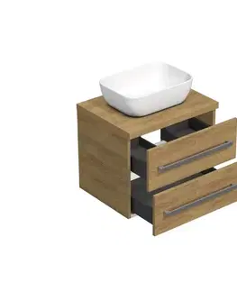 Kúpeľňový nábytok Kúpeľňová skrinka s krycou doskou SAT Cube Way 60x47,5x46 cm dub Hickory CUBE461603DH45 CUBE461603DH45