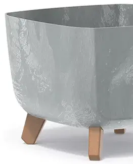 Kvetináče a truhlíky NABBI DGQL300E plastový kvetináč na nožičkách 29 cm sivý betón