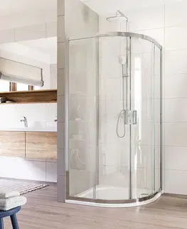 Sprchovacie kúty Mereo Sprchovací kút, Lima, štvrťkruh, R 550, zasúvací, 100x100 cm, chróm ALU, sklo Číre CK608B63K