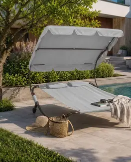 Záhradný nábytok Relaxačné lehátko pre 2 osoby Craftfield Bahama,sivé