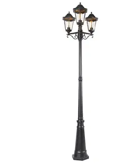 Vonkajšie svietidlá Vonkajšia lampa čierna 220 cm 3-svetlo IP44 - Havana