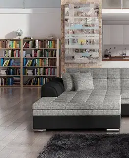 Sedacie súpravy NABBI Salerno L rohová sedačka s rozkladom sivá / čierna