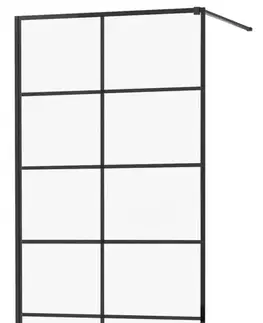 Sprchové dvere MEXEN/S - KIOTO Sprchová zástena WALK-IN 80x200 cm 8 mm, čierna, čierny vzor 1 800-080-101-70-77