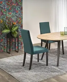 Jedálenské stoly HALMAR Ruben okrúhly rozkladací jedálenský stôl dub artisan / čierna