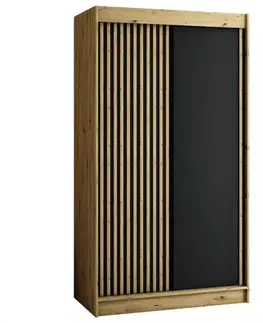 Šatníkové skrine Skriňa Lamelo 120 Dub Artisan/čierna
