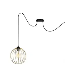 Svietidlá  Luster na lanku MATT 2xE27/60W/230V pavúk čierna/zlatá 0857