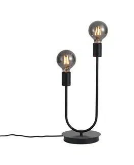 Stolné lampy Stolná lampa Art Deco čierna 2-svetlá - Tuning