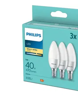 LED osvetlenie SADA 3x LED Žiarovka Philips B35 E14/5W/230V 2700K 8719514313385