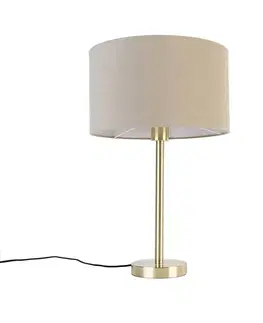 Stolné lampy Klasická stolná lampa mosadz s hnedým tienidlom 35 cm - Simplo
