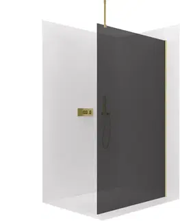 Sprchovacie kúty CERANO - Sprchová zástěna Walk-in Onyx Top Round L/P - 8 mm - kulatá vzpěra - zlatá, grafitové sklo - 40x200  CER-8050BD71981