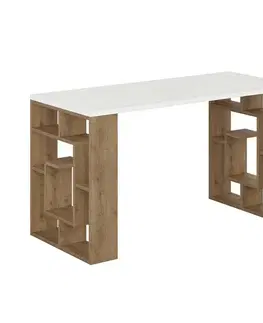 Konferenčné stolíky Pracovný stôl Maze White and Dark Oak