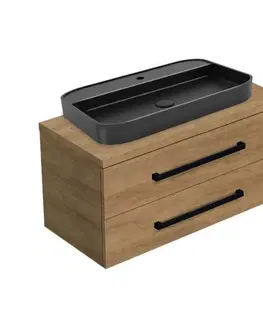 Kúpeľňový nábytok Kúpeľňová skrinka s umývadlom a krycou doskou SAT Cube Way 100x47,5x46 cm dub Hickory mat CUBE46C1003DHSAT40 CUBE46C1003DHSAT40