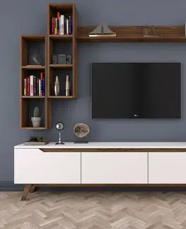 Konferenčné stolíky Televízna stena Mia Walnut and White