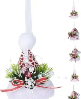 Vianočné ozdoby a dekorácie Kinekus Ozdoba závesná čiapka 10x8x21 cm červeno/biela mix