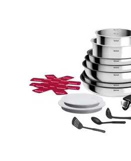 Panvice a hrnce Tefal - Súprava riadu 15 ks INGENIO COOK nerezová oceľ L881SF04