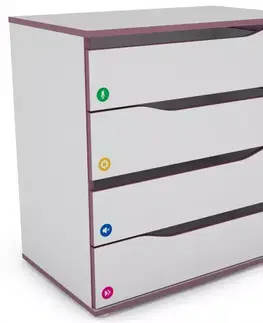 Komody do detskej izby Komoda Matrix 75 4s biela/fialový