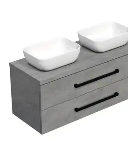 Kúpeľňový nábytok Kúpeľňová skrinka s čiernou úchytkou a krycou doskou SAT Cube Way 120x53x46 cm betón mat CUBE46C1203BESAT45 CUBE46C1203BESAT45