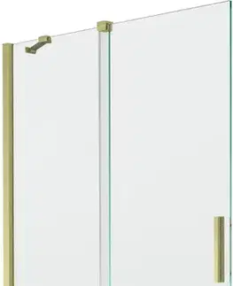 Sprchové dvere MEXEN/S - Velar Dvojkrídlová posuvná vaňová zástena 110 x 150, transparent, zlatá kartáčovaná 896-110-000-01-55