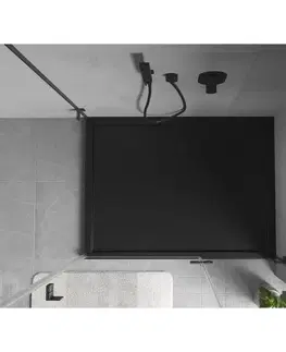 Vane MEXEN - Flow sprchová vanička obdĺžniková slim 85 x 95, čierna mat 46R708595