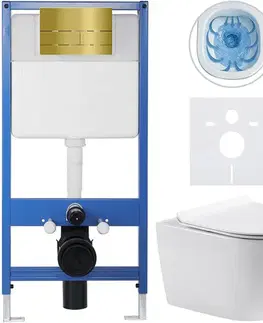 Záchody CERANO - Kompletný WC set Profi/Felci - biela lesklá - WC tlačidlo Line/Zlatá - predstenová inštalácia - 52,5x36 CER-8050BD84331