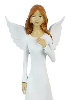 Sošky, figurky - anjeli MAKRO - Soška biely anjel 32cm, polyrezin