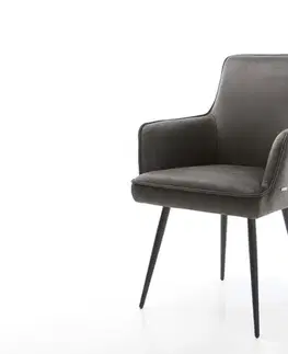 Jedálenské stoličky DELIFE Jedálenská stolička Heira-Flex s opierkami mikrovlákno antracit vintage 4-nohá kužeľová čierna vrecková pružina