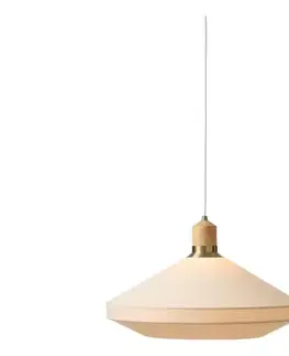 Svietidlá Halo Design 744305 - luster na kábli PARIS 1xE27/40W/230V, priemer 56 cm, krémová/mosadz/dub 744305