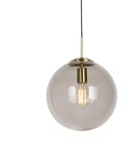 Závesné svietidlá Inteligentné závesné svietidlo mosadzné s dymovým sklom 30 cm vrátane WiFi ST64 - Ball