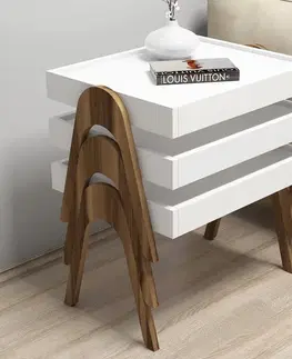 Konferenčné stolíky Sada odkladacích stolíkov (3 kusy) Roma - Walnut, White