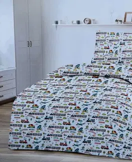 Detské obliečky Obliečky deluxe bavlnené detské Vláčik 200x140cm+90x70cm TiaHome