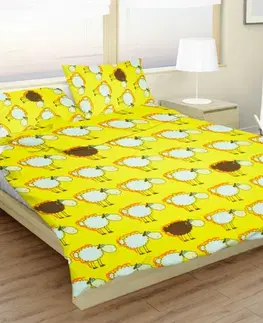Detské obliečky Obliečky bavlnené detské Ovečky žlté TiaHome - Detský set 130x90cm + 65x45cm