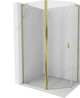 Sprchovacie kúty MEXEN/S - Mist Lsprchovací kút päťboký krídlový asymetrický 90 x 80, transparent, zlato 8A8L-090-080-50-00