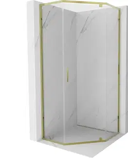 Sprchovacie kúty MEXEN - Exo sprchovací kút päťboký krídlový 90 x 90, transparent, zlato 812-090-090-50-00