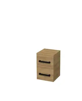 Kúpeľňový nábytok Kúpeľňová skrinka nízka s čiernou úchytkou SAT Cube Way 32,5x49,3x33 cm dub Hickory mat CUBE3CN32DH CUBE3CN32DH