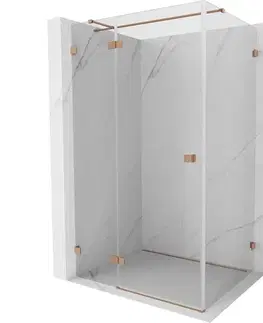 Sprchovacie kúty MEXEN/S - Lunar T sprchovací kút dvere krídlové ľavá 130 x 120, transparent, meď kartáčovaná 834T-130-120-65-00-L