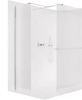 Držadlá k vani CERANO - Sprchová zástěna Walk-in Onyx T L/P - 8 mm - hranatá vzpěra + polička/držák na ručníky - chrom, rýhované sklo - 90x60x200  CER-8050BD4464