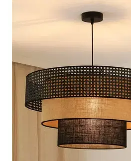 Svietidlá BRILAGI - Luster na lanku DAKOTA LUNETA 1xE27/15W/230V pr. 60 cm čierna/ratan 607858