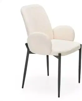 Čalúnené stoličky Stolička K477 tkanina boucle/kov krém 58x58x89