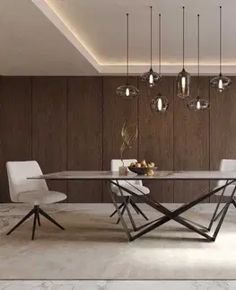 Jedálenské stoly DELIFE Jedálenský stôl Edge 300x100 keramika Minas melange bielo-béžová Spider plochá oceľ čierna
