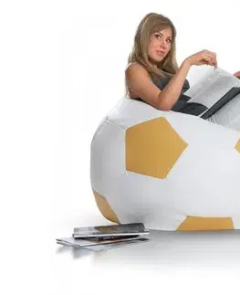 Sedacie vaky a kocky Sedací vak lopta sport l ekokoža 325l TiaHome - svetlo oranžová