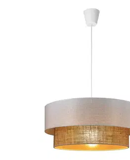 Svietidlá  Závesný luster BORHO na lanku 1xE27/60W/230V pr. 50 cm biela/juta 0376