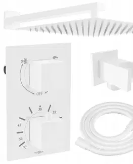 Kúpeľňové batérie MEXEN/S MEXEN/S - Cube DR02 podomietkový sprchový SET + slim sprcha 30, biela 77502DR0230-20