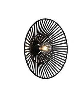 Nástenné osvetlenie Orientálna nástenná lampa čierna bambus - Pua