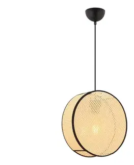 Svietidlá  Závesné svietidlo BIG DRUM s lankom 1xE27/60W/230V, béžová/čierna 390FLH2523