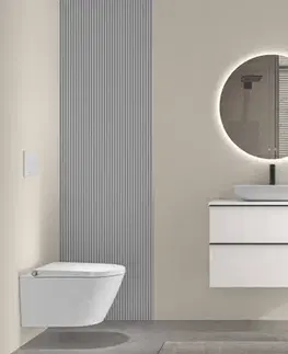 Kúpeľňový nábytok CERANO - Kúpeľňová skrinka Velora - biela matná, úchytka čierna + doska pod umývadlo Navira Slim - 18 mm - 80x54,8x46,5 CER-664723