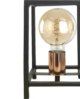 Lampy ONLI - Stolná lampa FLOKI 1xE27/15W/230V 20 cm čierna/medená 4931/L