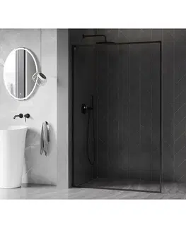 Sprchové dvere MEXEN/S - Kyoto-F L Sprchová zástena WALK-IN s rámom 80 x 202, transparent 8 mm, čierna 800-080-174-70-00